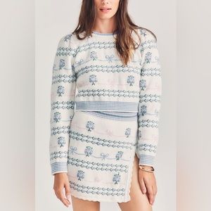 LoveShackFancy Dolana Sweater Blue Bell Bouquet
